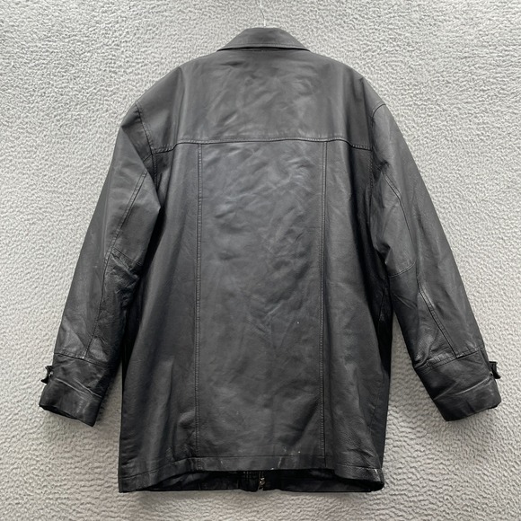 Vintage Phase Two Genuine Leather Jacket Men's Medium Black Coat 90s Moto Biker - Picture 2 of 12